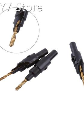 1 Set 5pcs HSS Countersink Drill Bit Set 1/4 Round Shank Ho