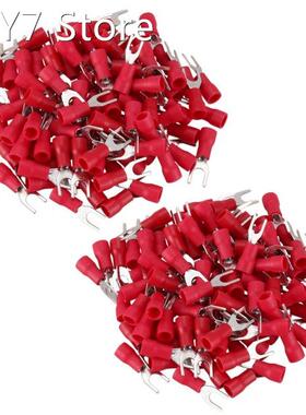 300 Pcs 4mm Fork AWG 22-16 Pre Insulated Terminal Cable Lug