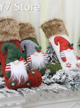 3D Plush Swedish Gnome Christmas Stockings Sock for Fireplac
