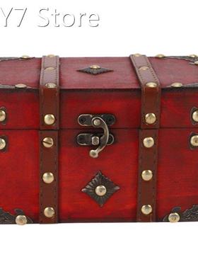 Retro Treasure Chest Vintage Wooden Storage Box Antique Styl