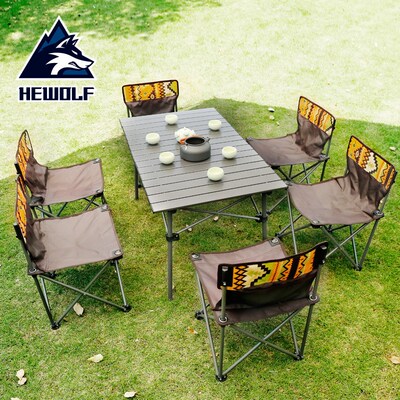 Hewolf Outdoor Folding Table and Chair Set Portable Picnic T