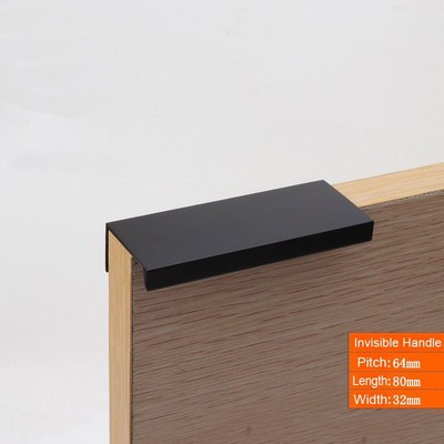 WV Silver Hidden Cabinet Handles Black Modern Right Angle Mi