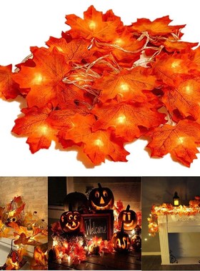 Led-String-Lights Garland Thanksgiving-Decorations Leaf Chri