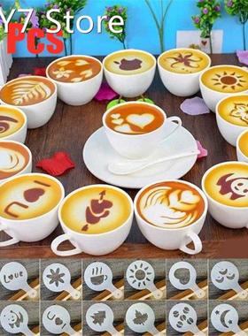 16 PCS/ Set Mixed Styles Cappuccino Latte Coffee Stencils Du