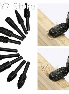 5/10pcs 1/4 6.35mm Round Shank Rasp File Drill Bits Set Dri