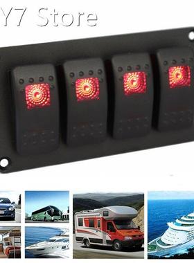 4 Gang 5 Pin Rocker Switch Panel Waterproof On-Off Backlit T