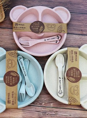 3Pcs/Set Baby bowl+spoon+fork Feeding Food Tableware Cartoon