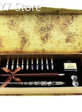 1set Nibs Wooden Dip Pen Set Glass Calligraphy Pen Set for C