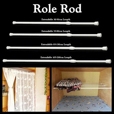 Extendable Curtain-Rail-Pole-Rod Tension Telescopic Bathroom