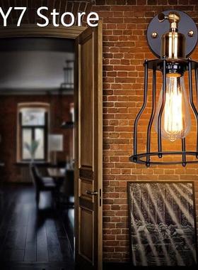 American Single Head Iron Vintage Cage Wall Lamps With E27 L