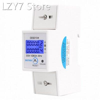 DIN Rail 5-80A 230V AC 50Hz Single Phase Wattmeter Power Con