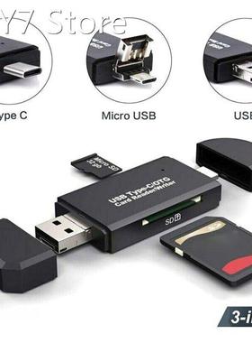 Universal 3 in 1 USB2.0 Type C micro USB OTG Card Reader Lap