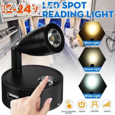 LED Reading Lamp Spotlight w/USB Interface Touch Switch Wall