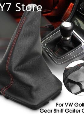PU Leather Black Auto Gearshift Lever Gaiter Dust Cover Red