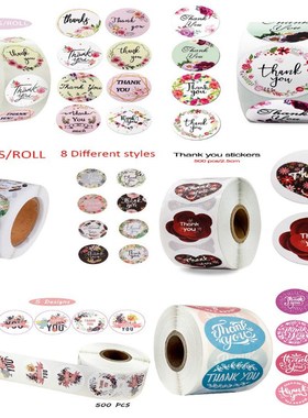 500pcs PinK Thank You For Your Order Sticker Heart Thanks Fo