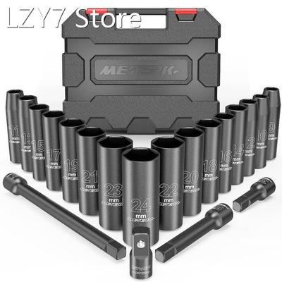 20Pcs 1/2 Drive Metric Deep Impact Socket Set Wrench Socket