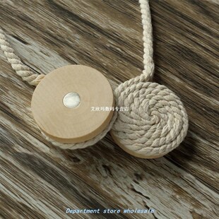 Pastorale Round Wooden Ball Cotton Rope Curtains Tieback Mag