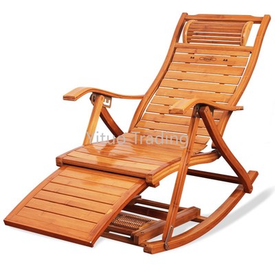 Foldable Household Bamboo Rocking Chair Solid Wood Backrest