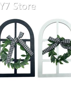 2022 New Wooden Farmhouse Window Tiered Tray Decoration Rust