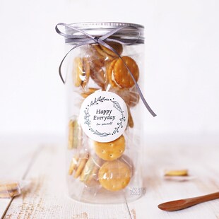 Large transparent plastic button cookies round jar baking co
