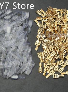 100pairs (200pcs) 6.3mm Crimp Terminals Kit 0.5mm2-1.5mm2 Fe