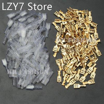 100pairs (200pcs) 6.3mm Crimp Terminals Kit 0.5mm2-1.5mm2 Fe