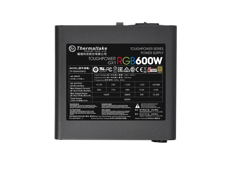 Tt (Thermaltake) rated 600W Toughpower GX1 RGB 600W power su