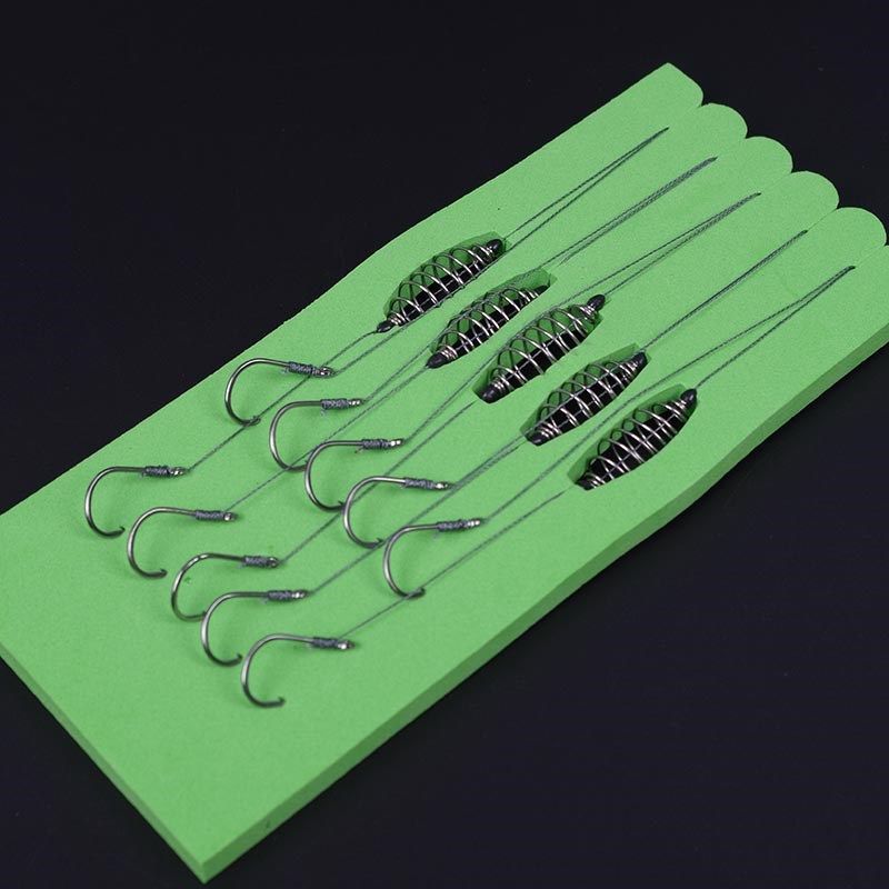 5 pcs/set double hook fishing line stainless steel barbed ca