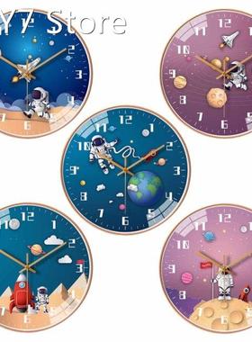 Cartoon Universe Astronaut Wall Clock Mute Time Clocks Hang