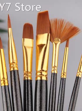 Different Shape Nylon Hair Paint Brush Artist Oil Watercolor