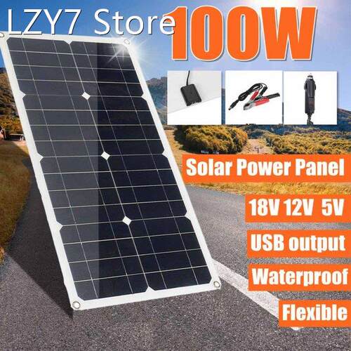 100W 30A Controller Solar Panel USB 5V DC 12V Flexible Solar