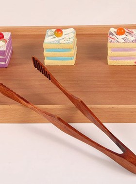 Clamp Tongs Buffet Bacon Kitchen Utensil BBQ Wooden Steak Pa