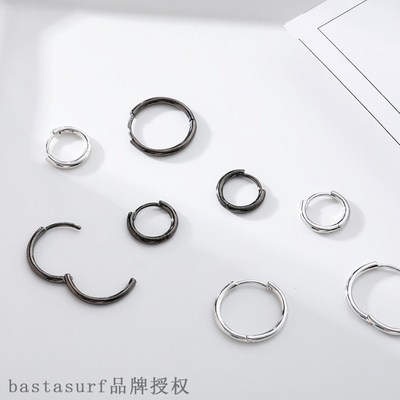 S925 Sterling Silver Solid Circle Earrings for men and wome