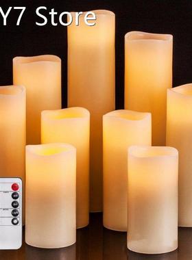 Flameless Candles Set Of 9 Ivory Dripless Real Wax Pillars I