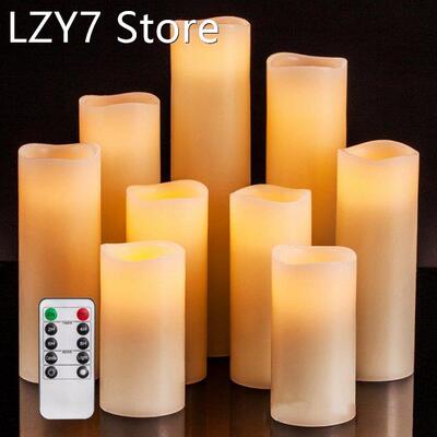 Flameless Candles Set Of 9 Ivory Dripless Real Wax Pillars I