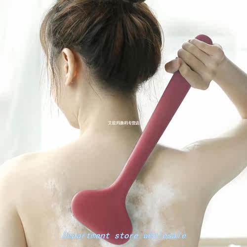 Natural Soft Fur Bath Brush Long Handle Plastic Bristles Sof