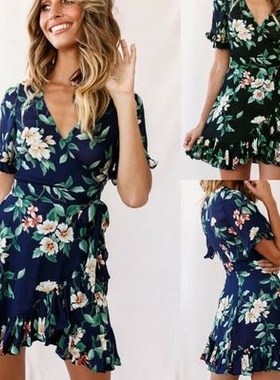 Boho Floral Paisley Mini Print Dress Ladies Holiday Beach CA