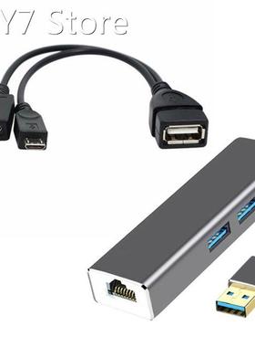 3 USB HUB LAN Ethernet Adapter + OTG USB Cable for Fire Stic