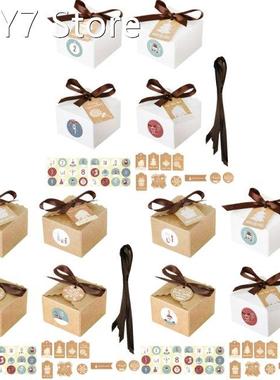 24 Sets Christmas 1-24 Advent Calendar Kraft Paper Candy Box
