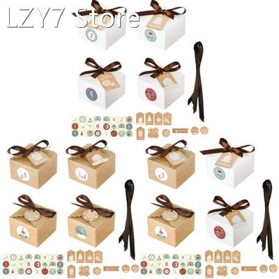 24 Sets Christmas 1-24 Advent Calendar Kraft Paper Candy Box