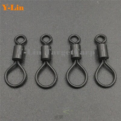 40pcs Carp fishing big eye rolling swivels chod matt black c