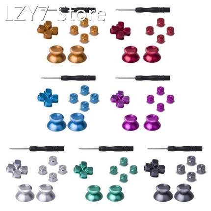 Metal Buttons for PS4 Controller,Thumbsticks Analog Grip &am