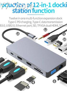 USB C Hub 12 In 1 Multiport Adapter With PD Power Delivery,