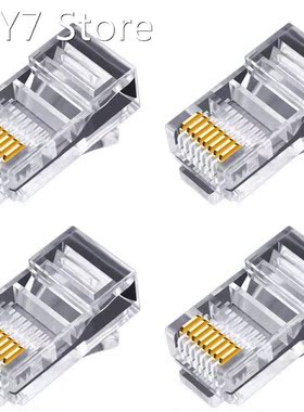 100Pcs RJ45 Connector 6U Gold Plated P Through Ethernet Cabl