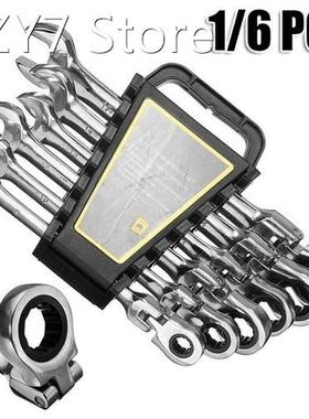 6pcs/set Open End Carbon Steel 8-17mm Activities Ratchet Wre