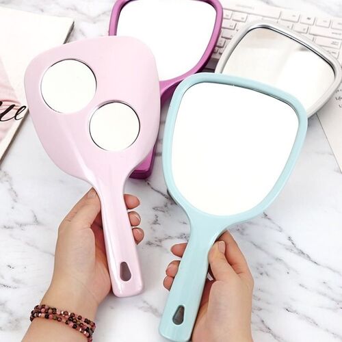 Large handgrip mirror portable folding retro make-up mirror