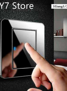 Type 86 Household switch socket any point Black Mirror Glass