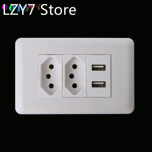 15A Wall Double Standard Power Socket Adapter Dual Ports USB