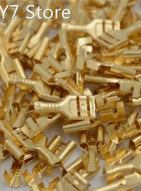 100pcs 4.8mm/6.3mm Gold Brass Car Speaker Electric Wire Con