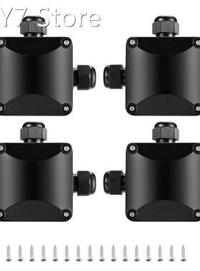 4 Pcs Junction Box IP68 Waterproof 3 Way Cable Connectors fo